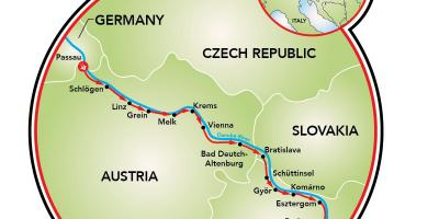Passau Bécs kerékpáros térkép