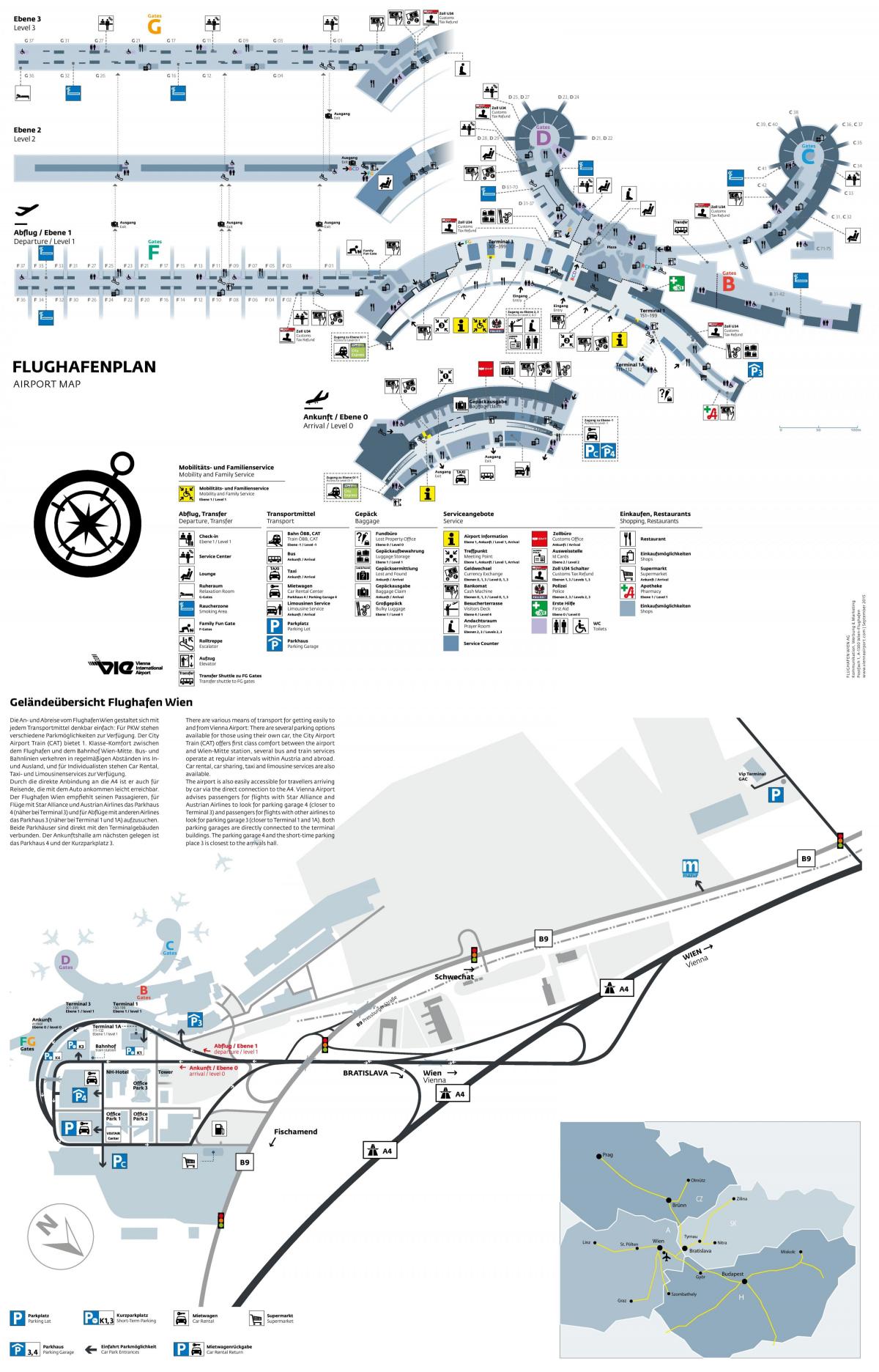 Bécs repülőtéri indulás térkép