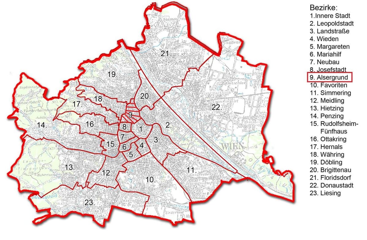 Wien bezirk térkép