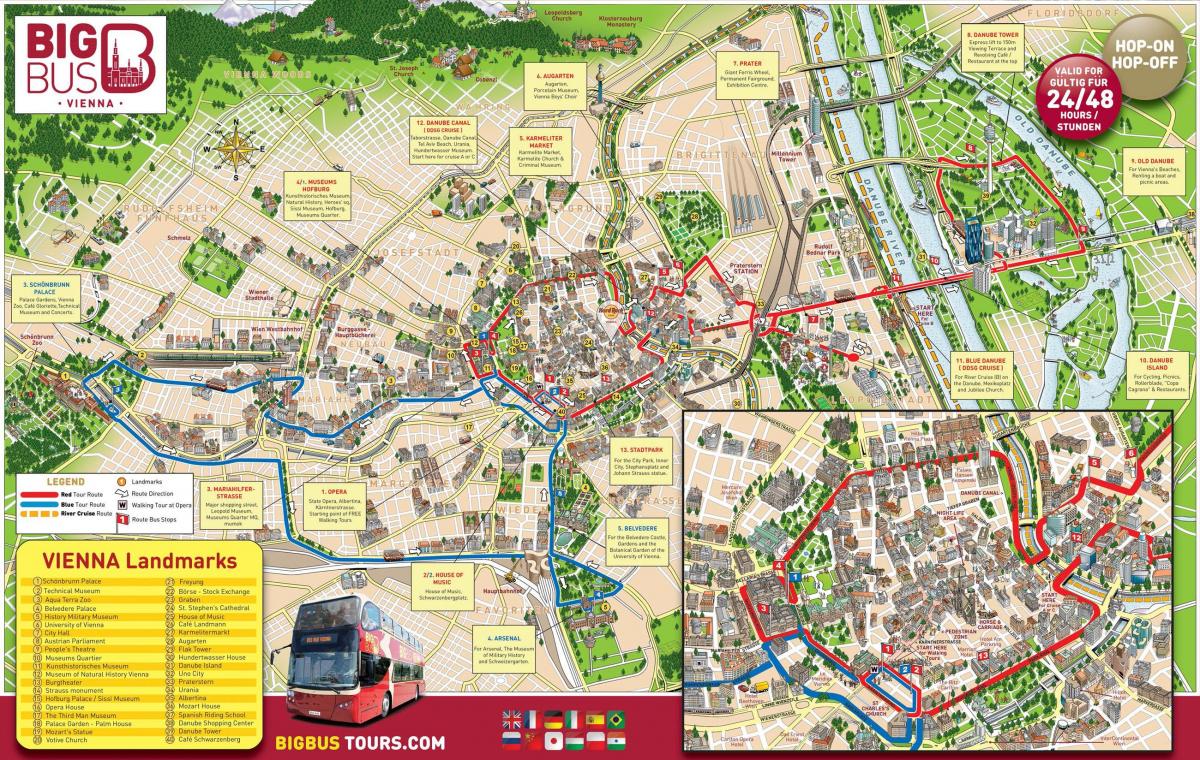 nagy buszos városnézés Bécs térkép