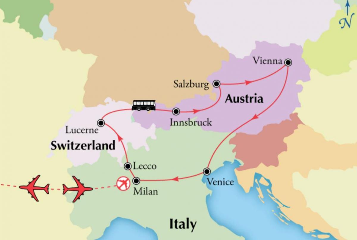 Térkép Bécs switzerlan