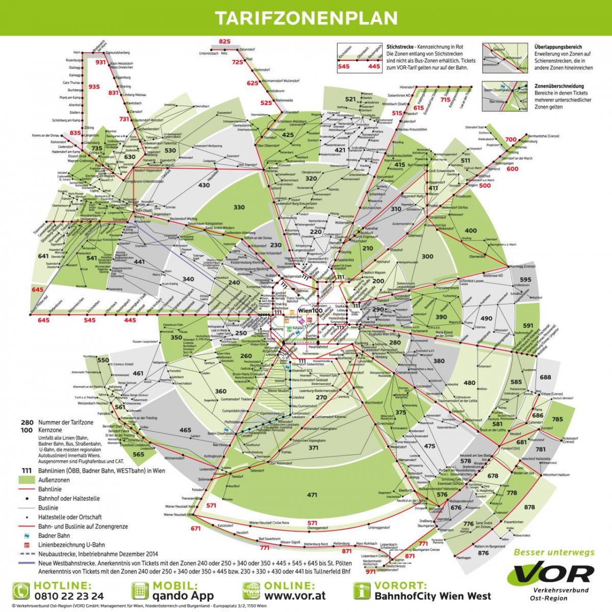 Térkép Bécsi metró zóna 100