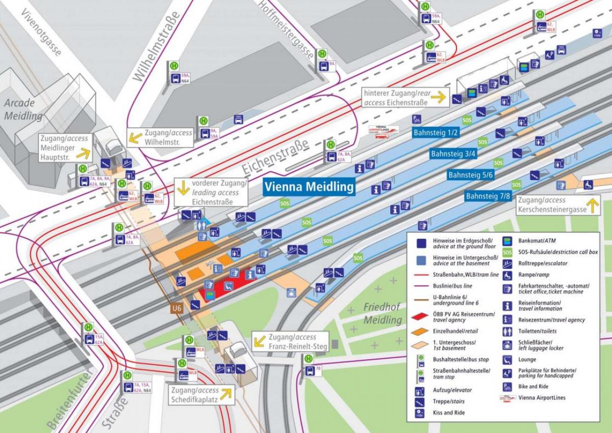 a vasútállomások Bécsben Ausztria térkép