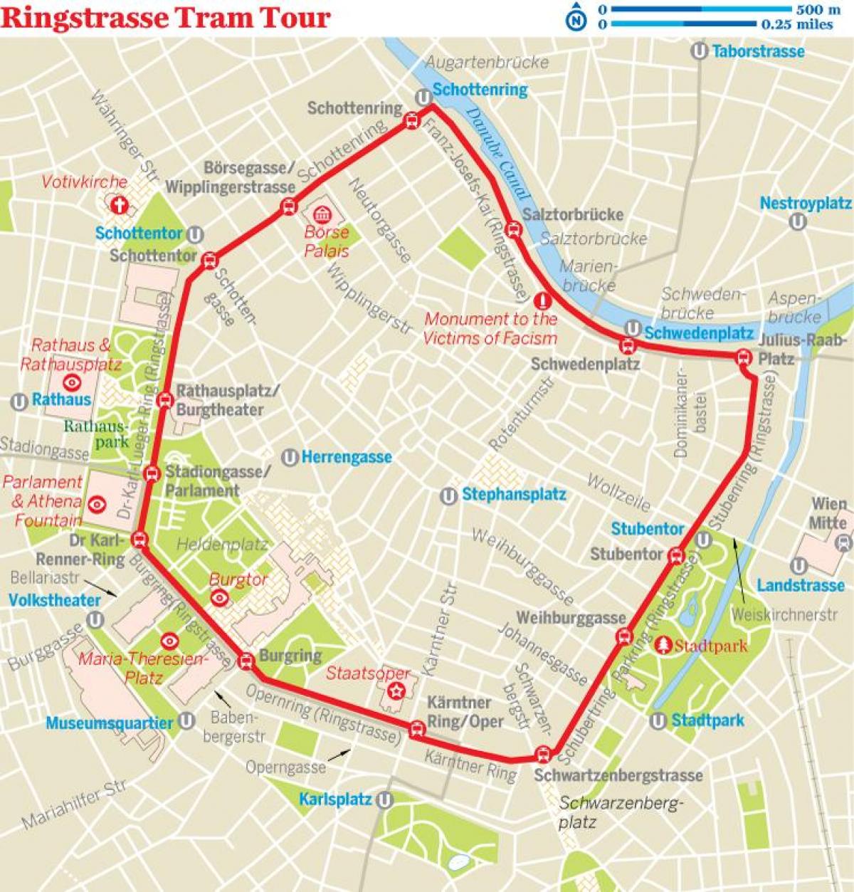 Bécsi ring villamos útvonal térkép