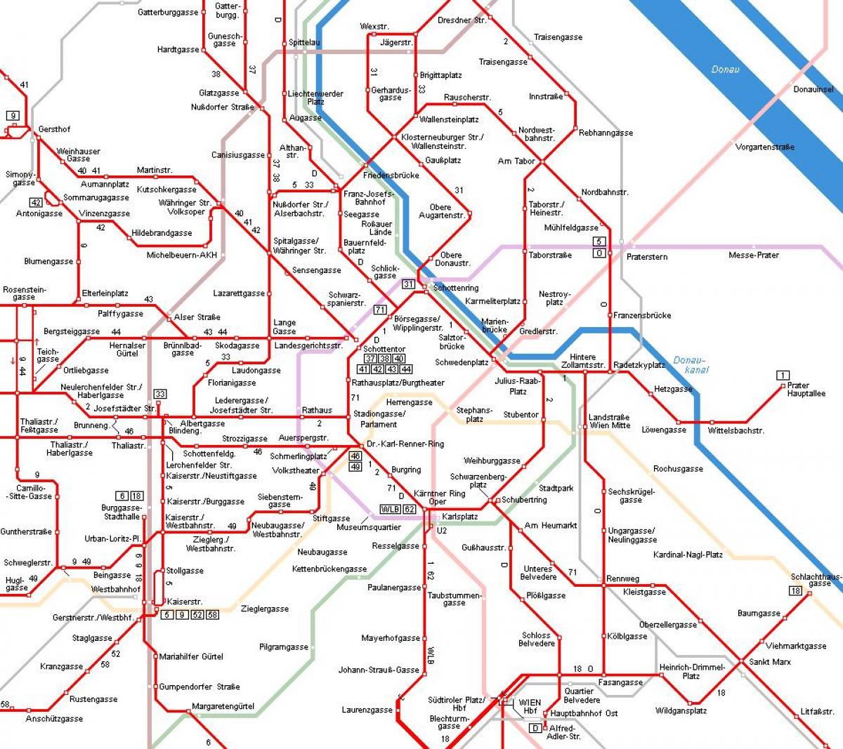 Bécs Ausztria villamos térkép