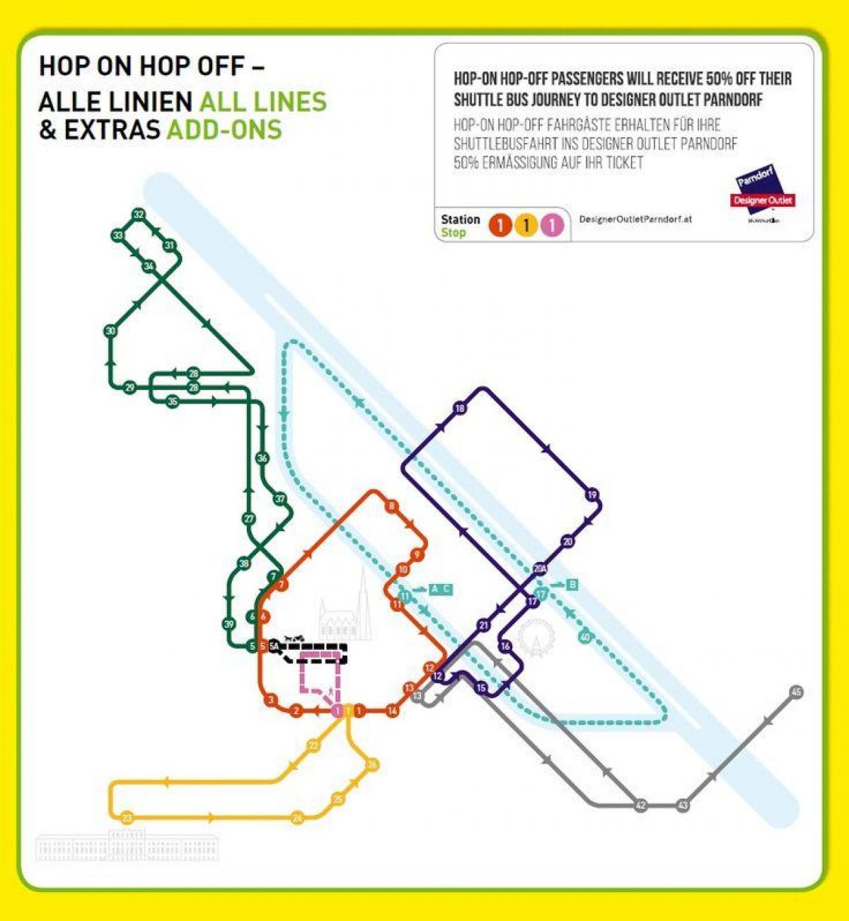 Bécs hop on hop off buszos városnézés térkép