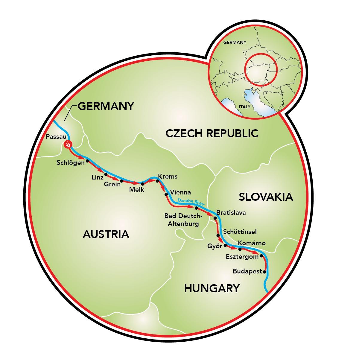 passau Bécs kerékpáros térkép