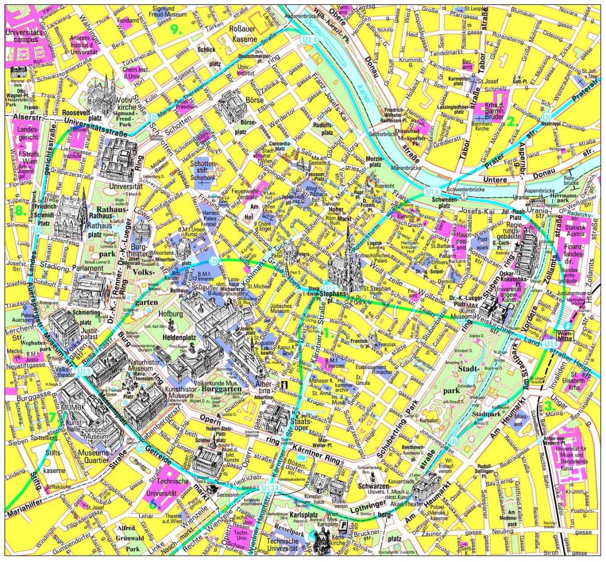 Bécs látnivalók térkép